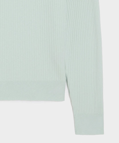 Ribbed Cotton-Cashmere Sweater Polo - Mint