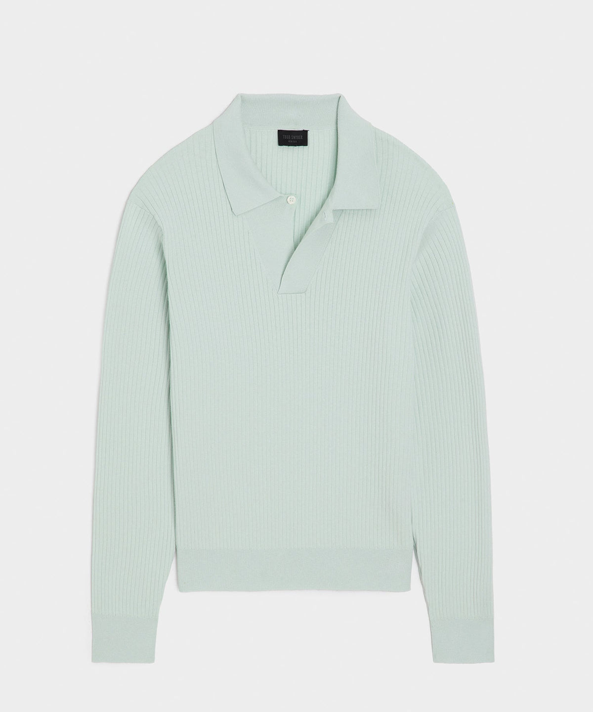 Ribbed Cotton-Cashmere Sweater Polo - Mint