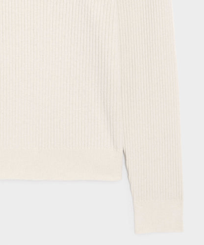 Ribbed Cotton-Cashmere Sweater Polo - Bisque