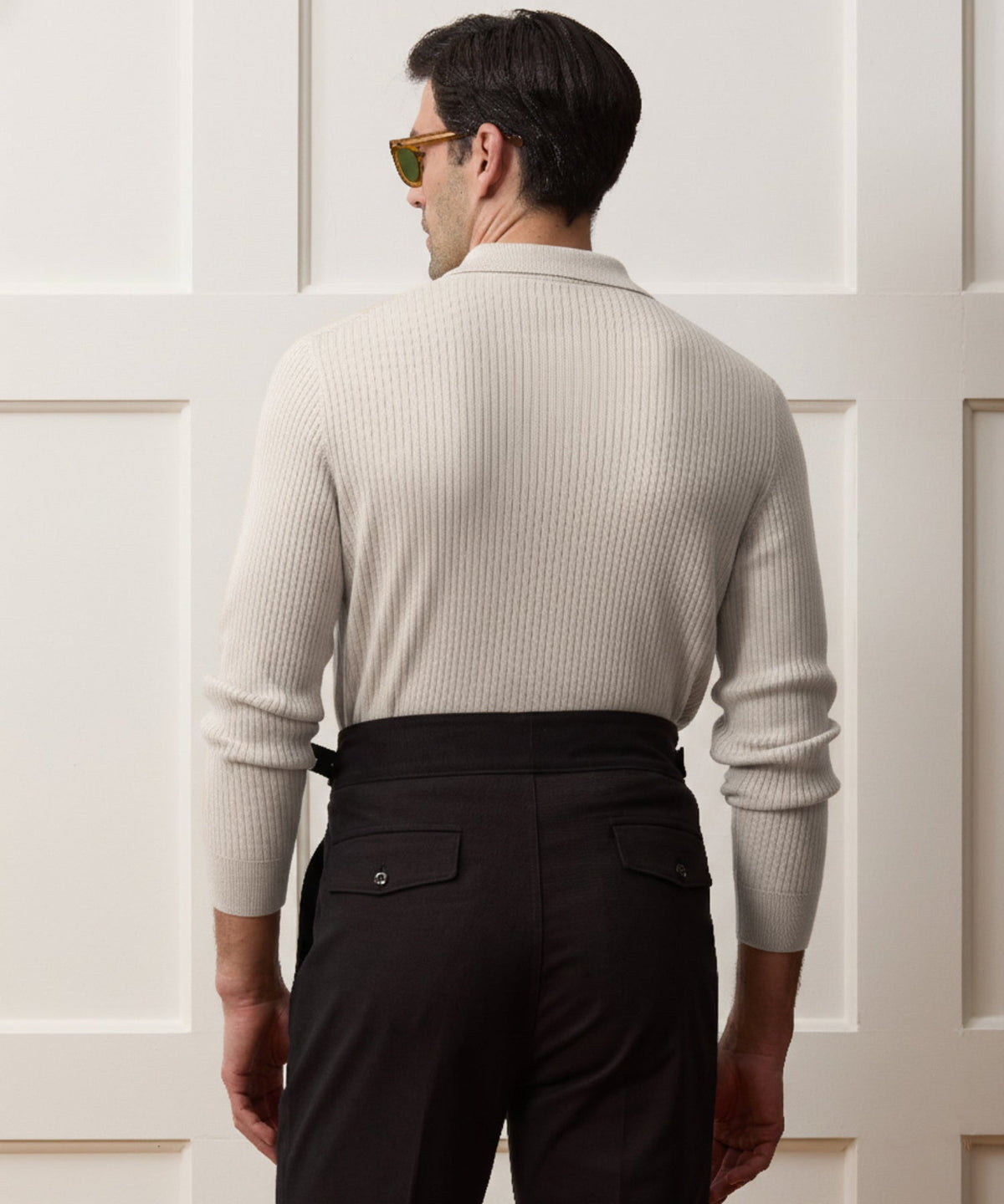 Ribbed Cotton-Cashmere Sweater Polo - Bisque