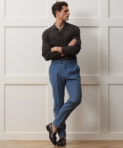 Ribbed Cotton-Cashmere Sweater Polo - Caviar