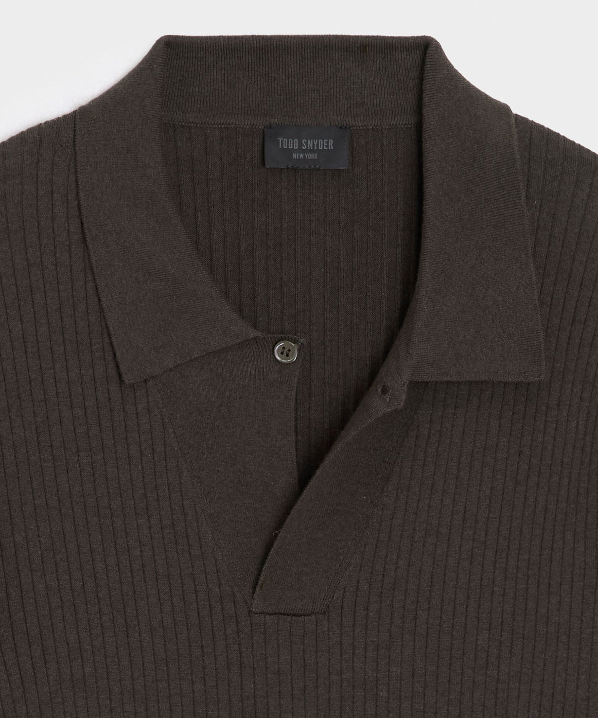 Ribbed Cotton-Cashmere Sweater Polo - Caviar
