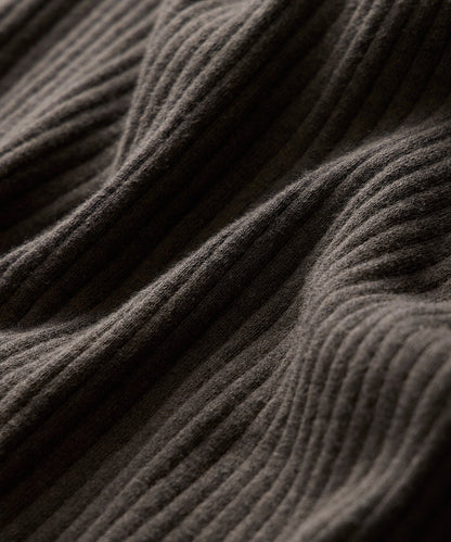 Ribbed Cotton-Cashmere Sweater Polo - Caviar