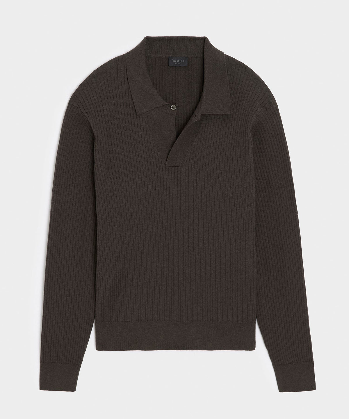 Ribbed Cotton-Cashmere Sweater Polo - Caviar