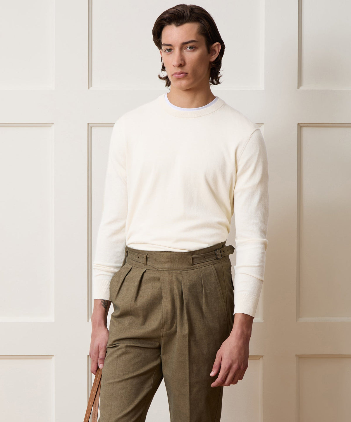 Cotton-Cashmere Crewneck Sweater - Bisque