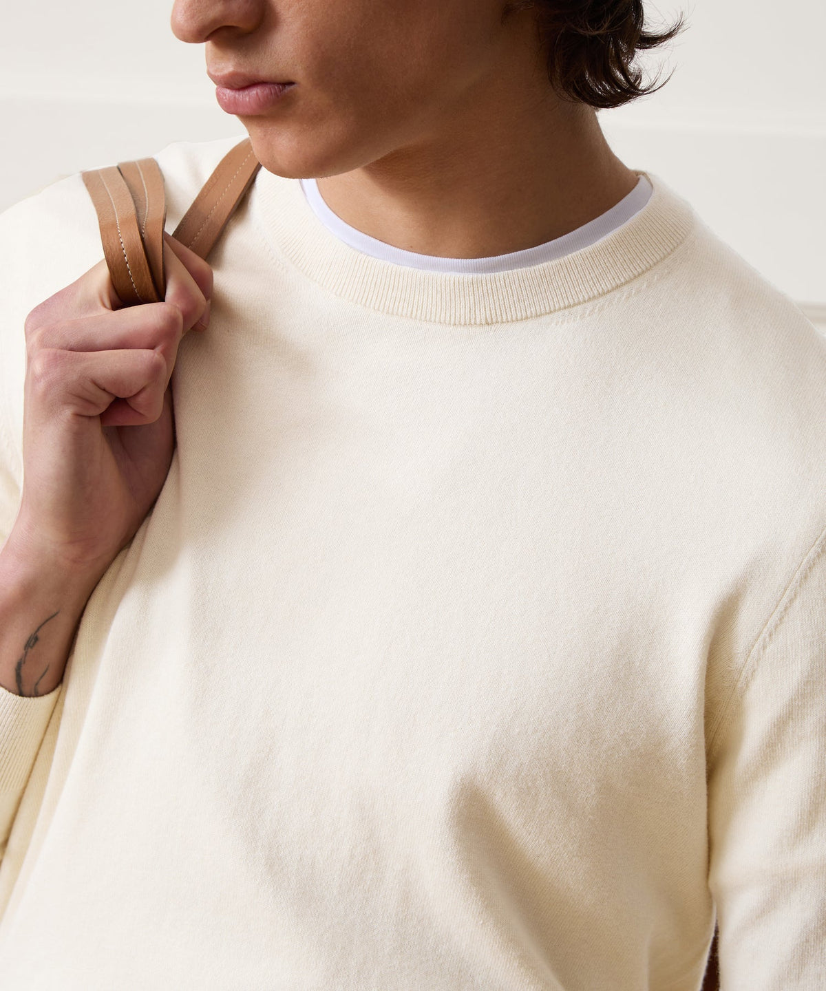 Cotton-Cashmere Crewneck Sweater - Bisque