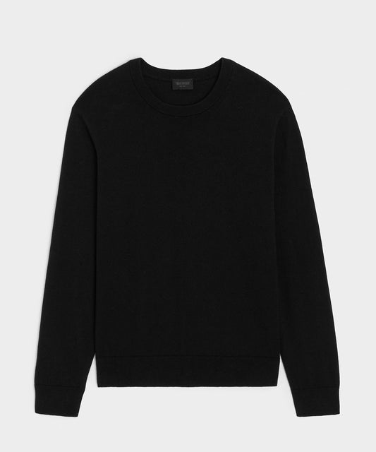 Cotton-Cashmere Crewneck Sweater - Black
