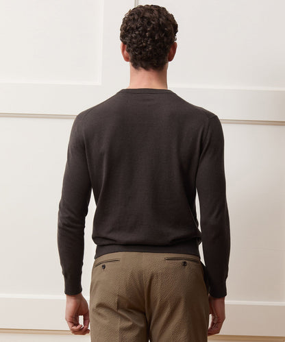 Cotton-Cashmere Crewneck Sweater - Caviar
