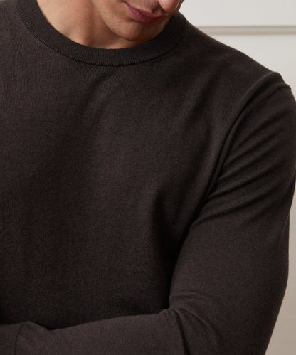 Cotton-Cashmere Crewneck Sweater - Caviar