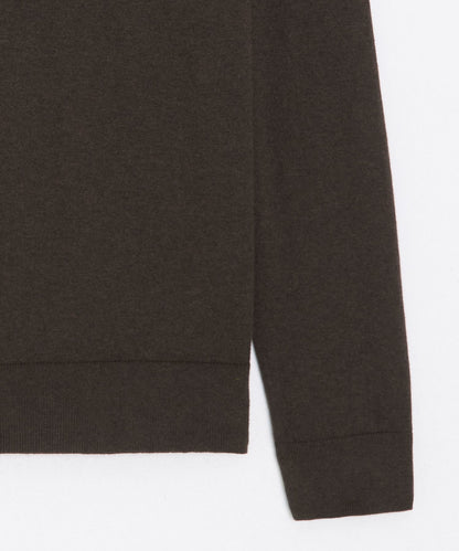 Cotton-Cashmere Crewneck Sweater - Caviar