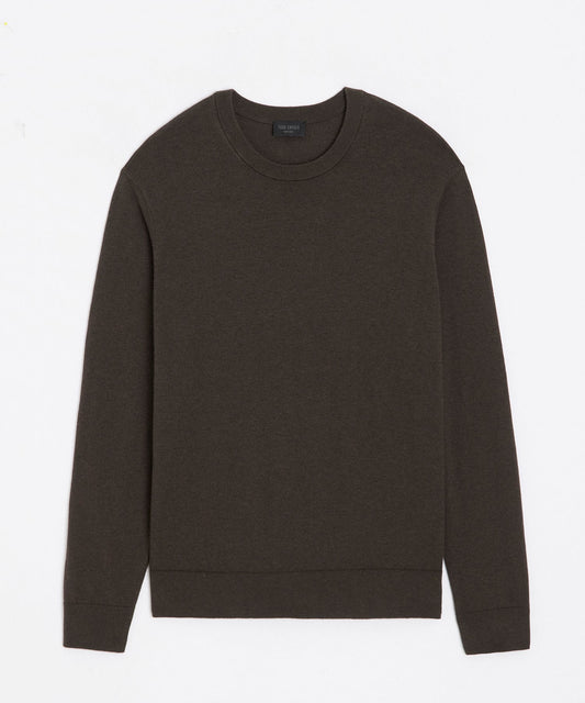 Cotton-Cashmere Crewneck Sweater - Caviar
