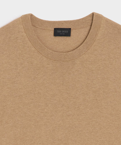 Cotton-Cashmere Crewneck Sweater - Heather Camel