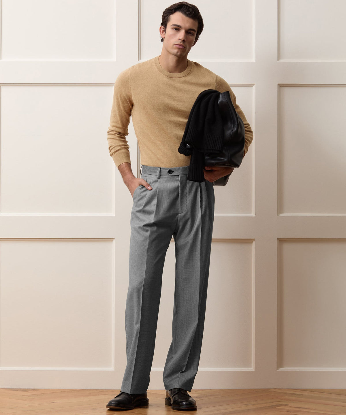 Cotton-Cashmere Crewneck Sweater - Heather Camel