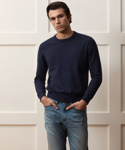 Cotton-Cashmere Crewneck Sweater - Navy