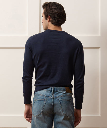 Cotton-Cashmere Crewneck Sweater - Navy