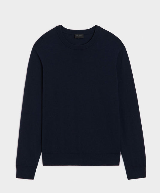 Cotton-Cashmere Crewneck Sweater - Navy