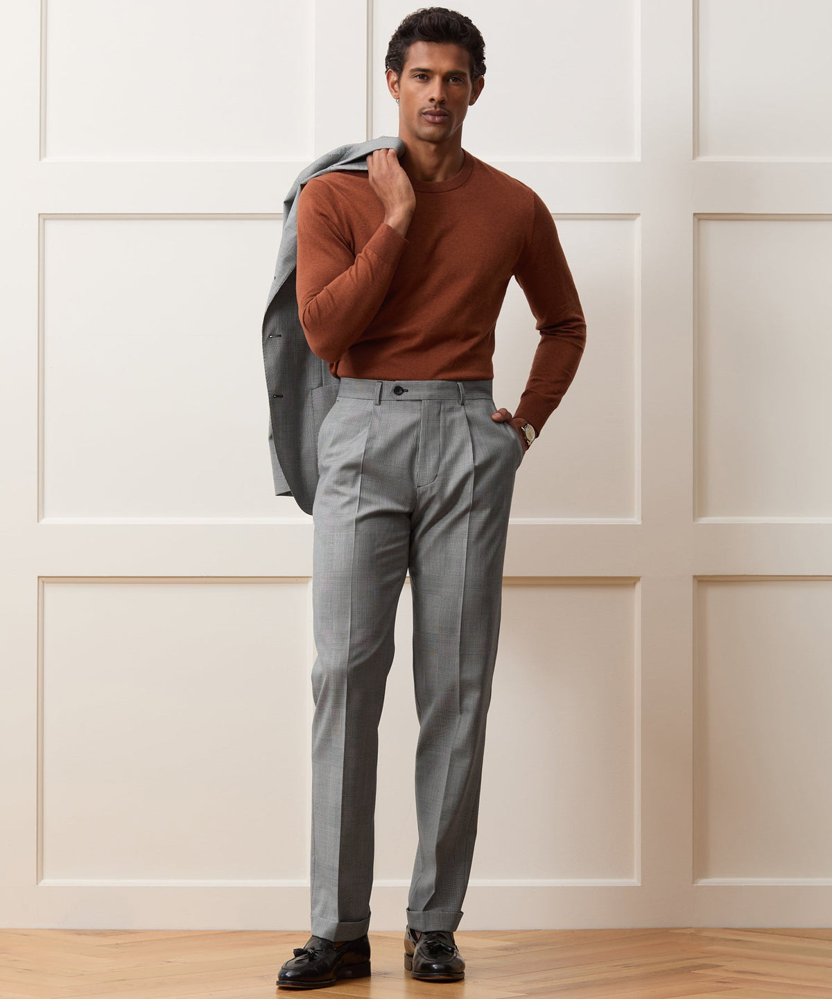Cotton-Cashmere Crewneck Sweater - Rust