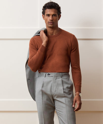 Cotton-Cashmere Crewneck Sweater - Rust