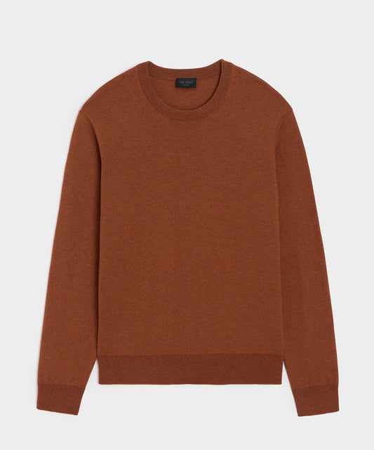Cotton-Cashmere Crewneck Sweater - Rust