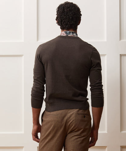 Cotton-Cashmere V-Neck - Caviar