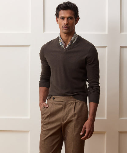 Cotton-Cashmere V-Neck - Caviar