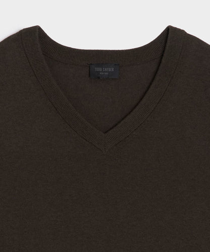 Cotton-Cashmere V-Neck - Caviar