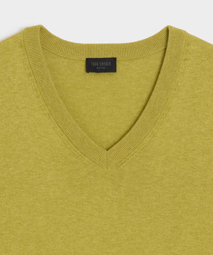 Cotton-Cashmere V-Neck - Green Leaf
