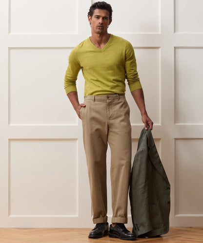 Cotton-Cashmere V-Neck - Green Leaf