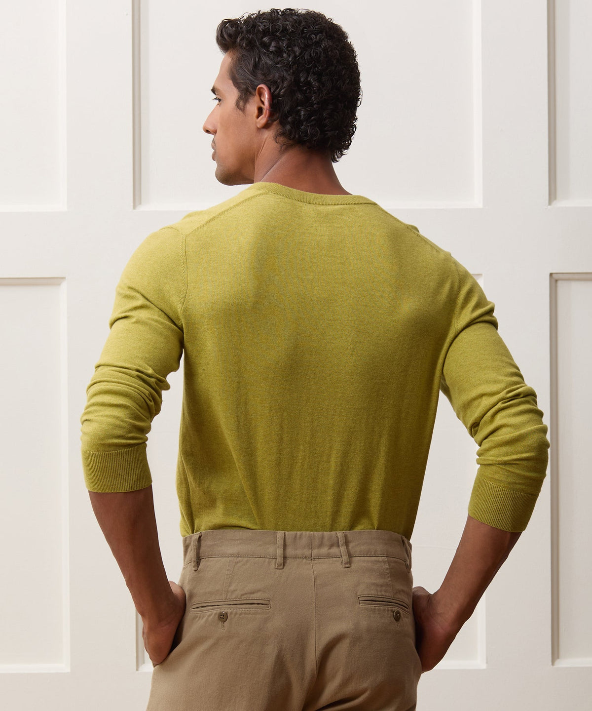 Cotton-Cashmere V-Neck - Green Leaf