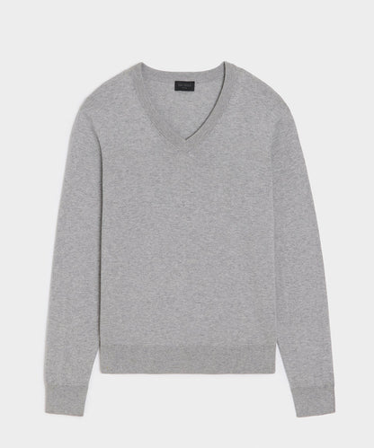 Cotton-Cashmere V-Neck - Heather Grey