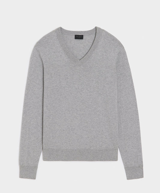 Cotton-Cashmere V-Neck - Heather Grey
