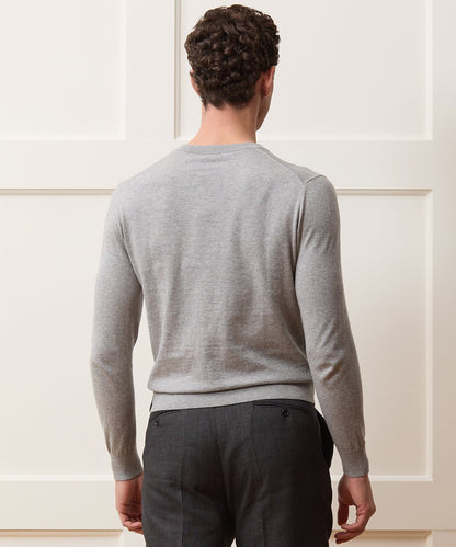 Cotton-Cashmere V-Neck - Heather Grey