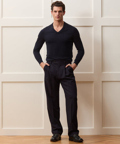 Cotton-Cashmere V-Neck - Navy