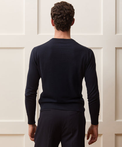 Cotton-Cashmere V-Neck - Navy