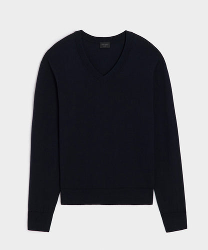 Cotton-Cashmere V-Neck - Navy