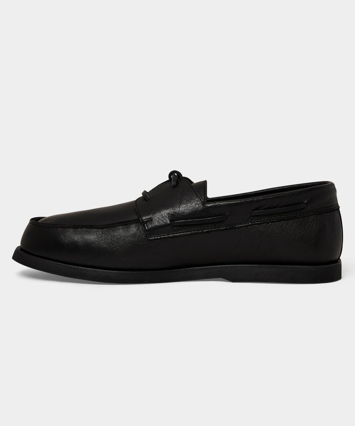 Porto Leather Boat Shoe - Black