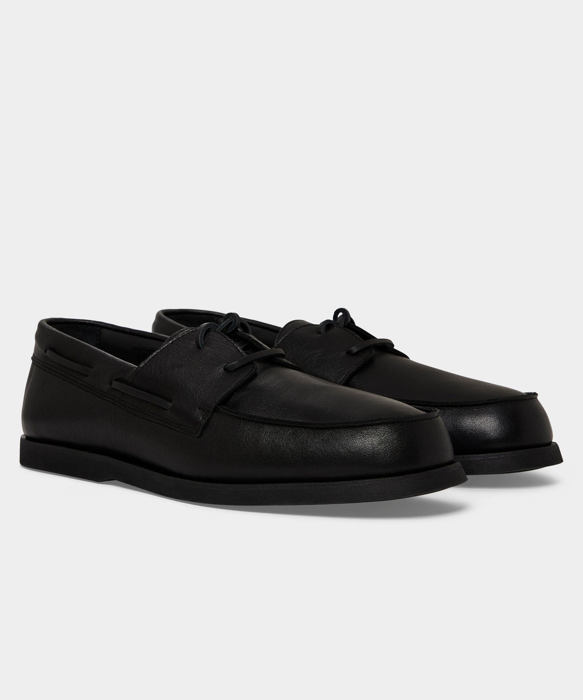 Porto Leather Boat Shoe - Black