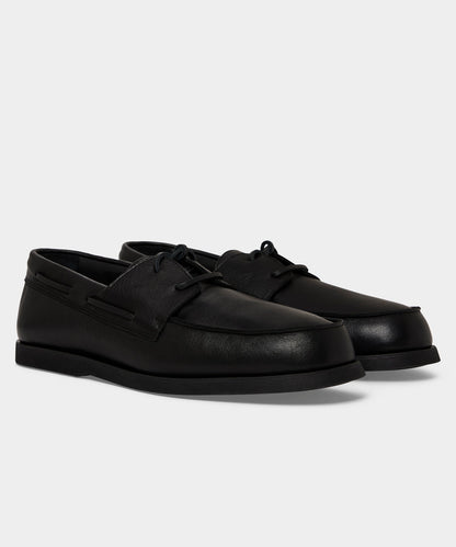 Porto Leather Boat Shoe - Black