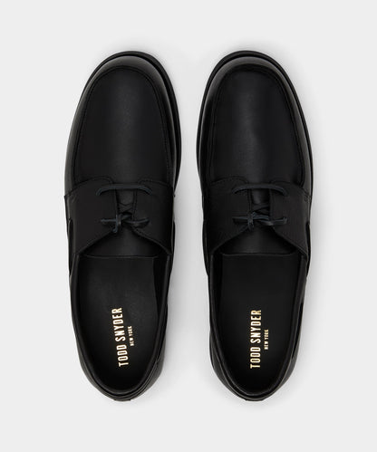 Porto Leather Boat Shoe - Black