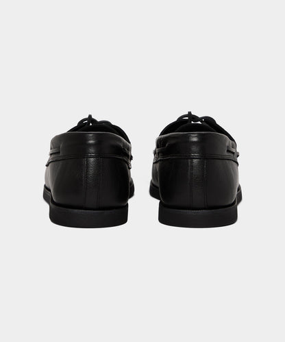 Porto Leather Boat Shoe - Black