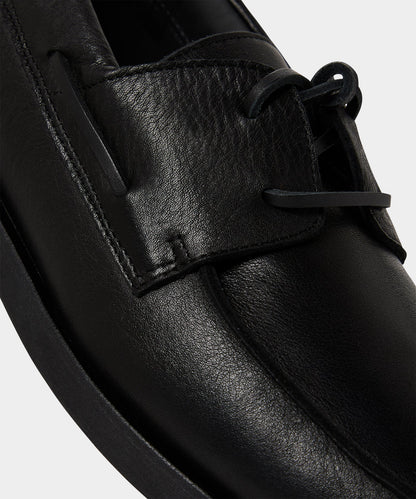 Porto Leather Boat Shoe - Black