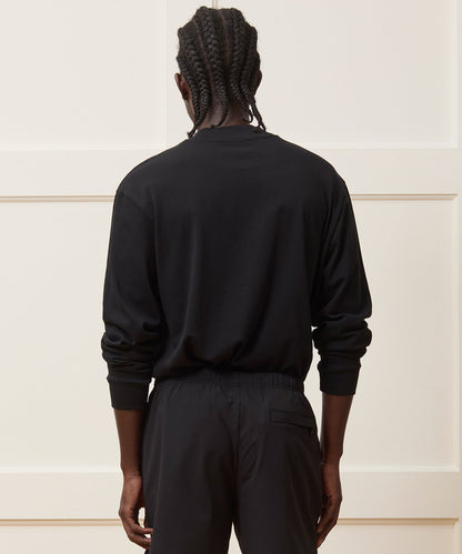 Boxy Jersey Mockneck Tee - Black
