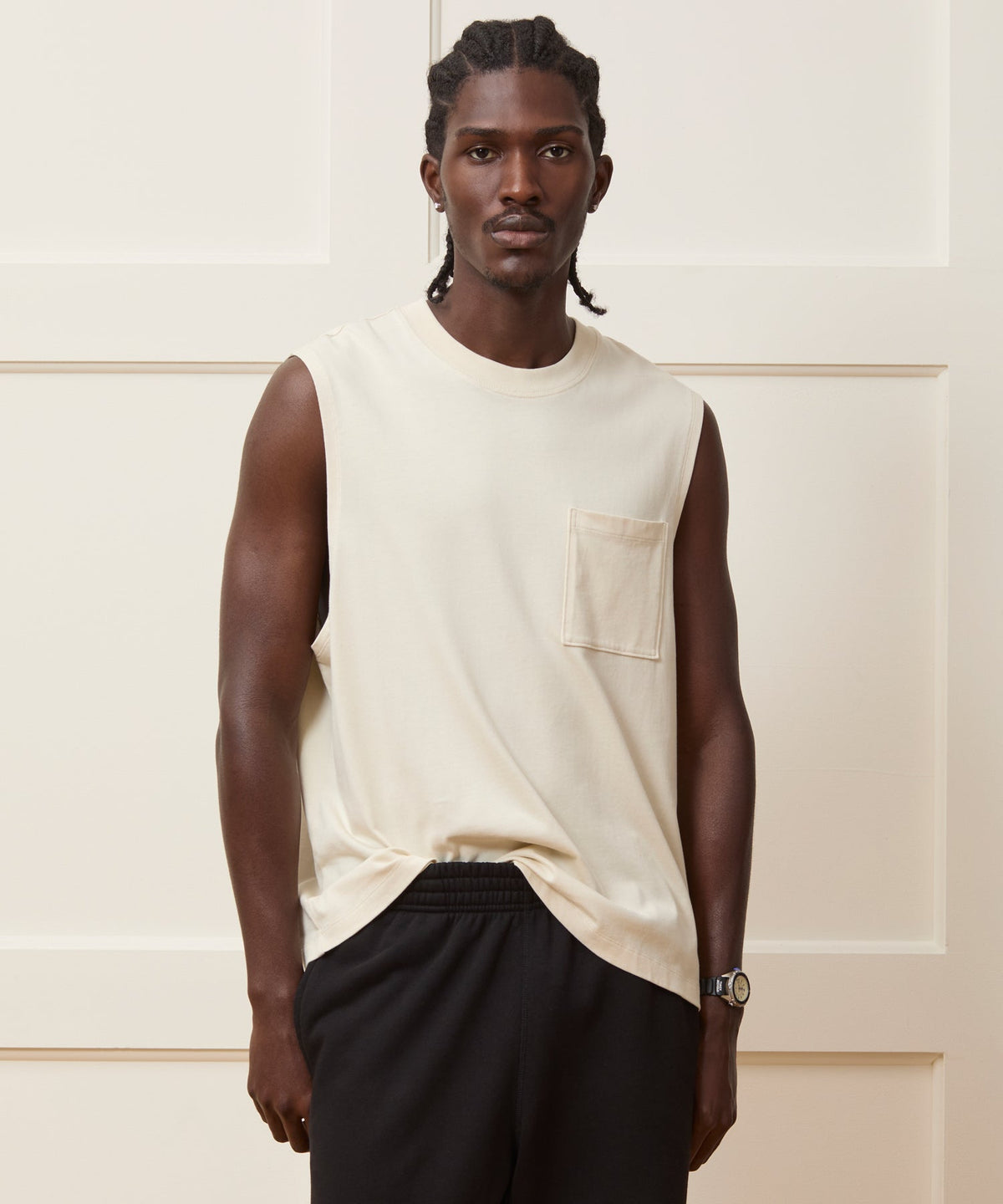 Boxy Jersey Muscle Tank - Chalk