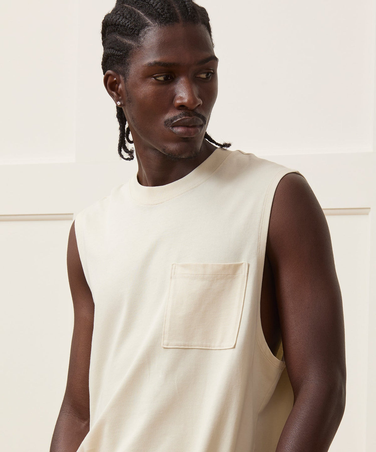 Boxy Jersey Muscle Tank - Chalk