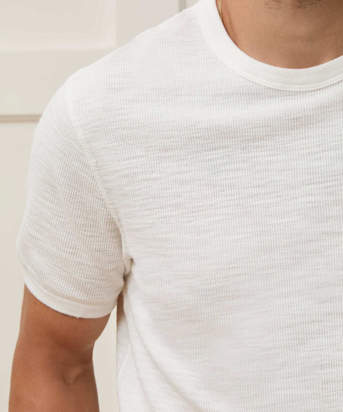 Lightweight Mini Waffle Tee - Antique White