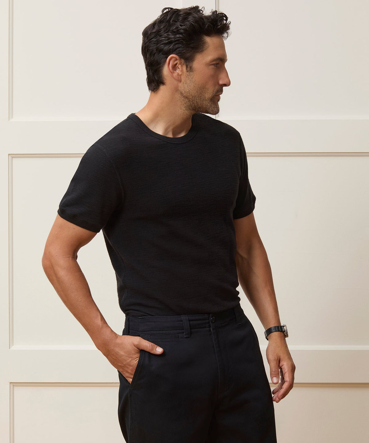 Lightweight Mini Waffle Tee - Blacktop