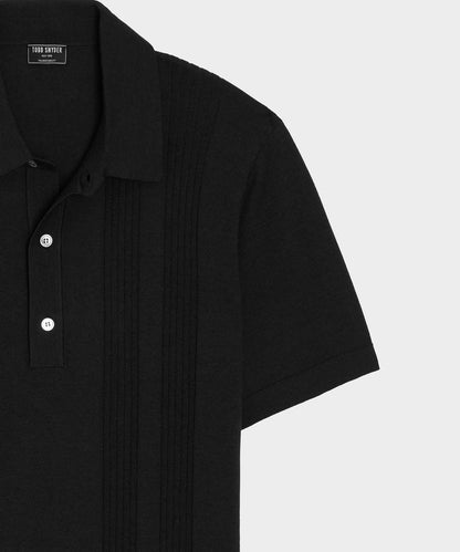 Silk-Cotton Ribbed Sweater Polo - Dark Charcoal