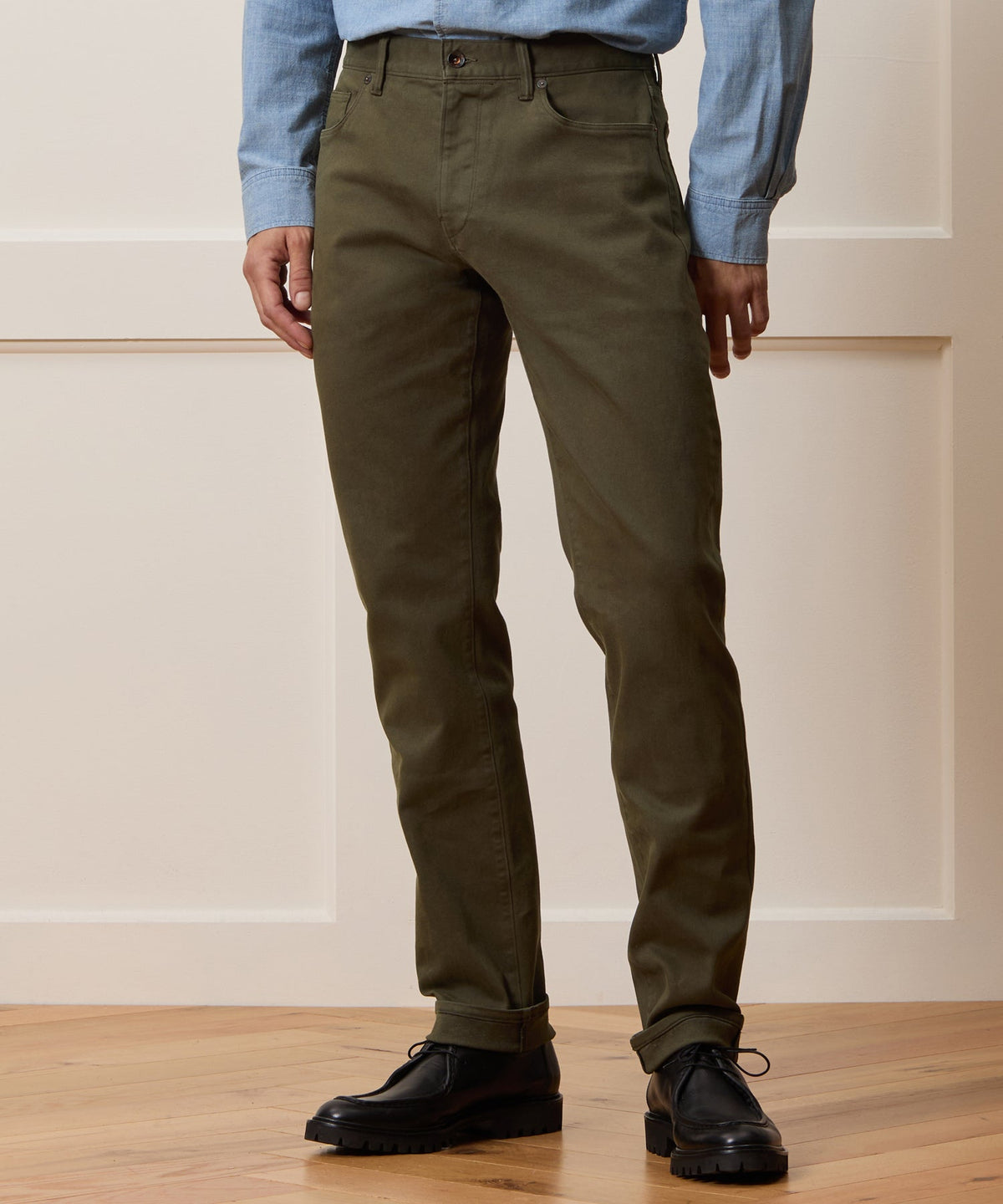 Slim Fit 5-Pocket Chino - Olive Vine