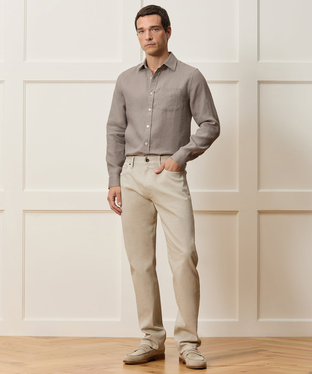 Straight Fit 5-Pocket Chino - Stone