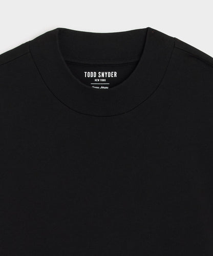 Boxy Jersey Mockneck Tee - Black